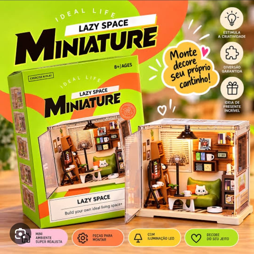 DIY Miniature Dollhouse Room Kit - Lazy Space | Build & Decorate with LED Light | Craft & Creativity Toy for Kids (Ages 8+) — view 2