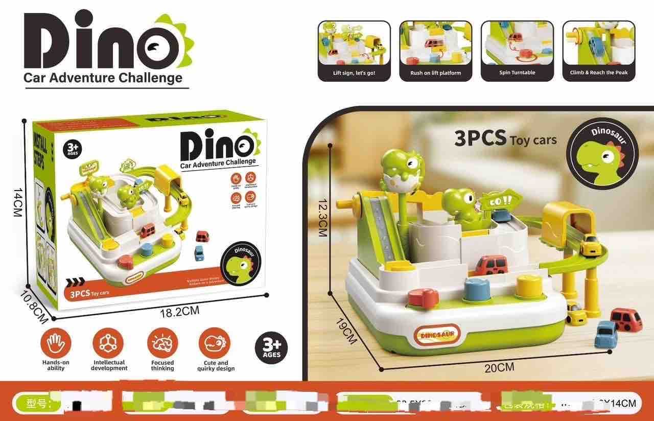 Dino Car Adventure Track Playset for Kids | Ball-Drop Race Track with 3 Toy Cars | Dinosaur Themed (Ages 3+) — view 3