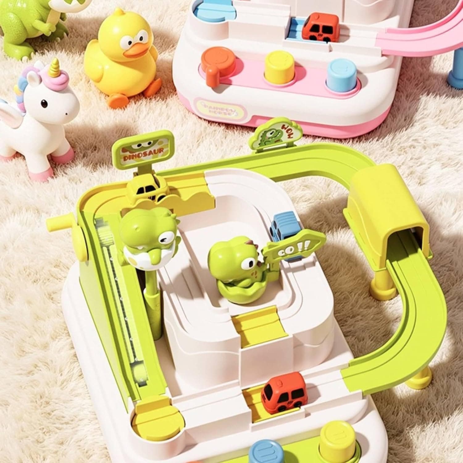 Dino Car Adventure Track Playset for Kids | Ball-Drop Race Track with 3 Toy Cars | Dinosaur Themed (Ages 3+) — view 5