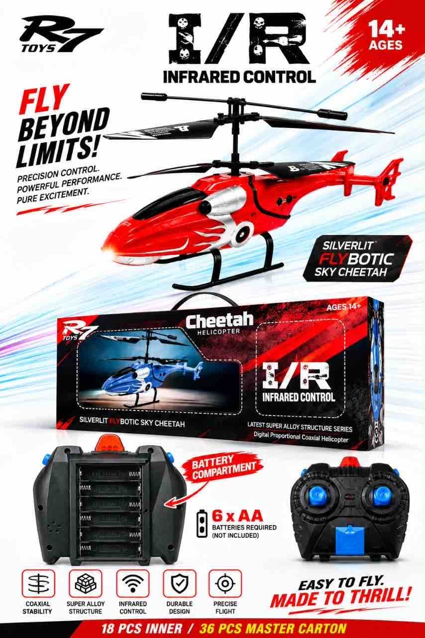RC Cheetah Infrared Control Helicopter for Kids | Alloy Structure 3-Channel Model | Ages 14+ — view 2