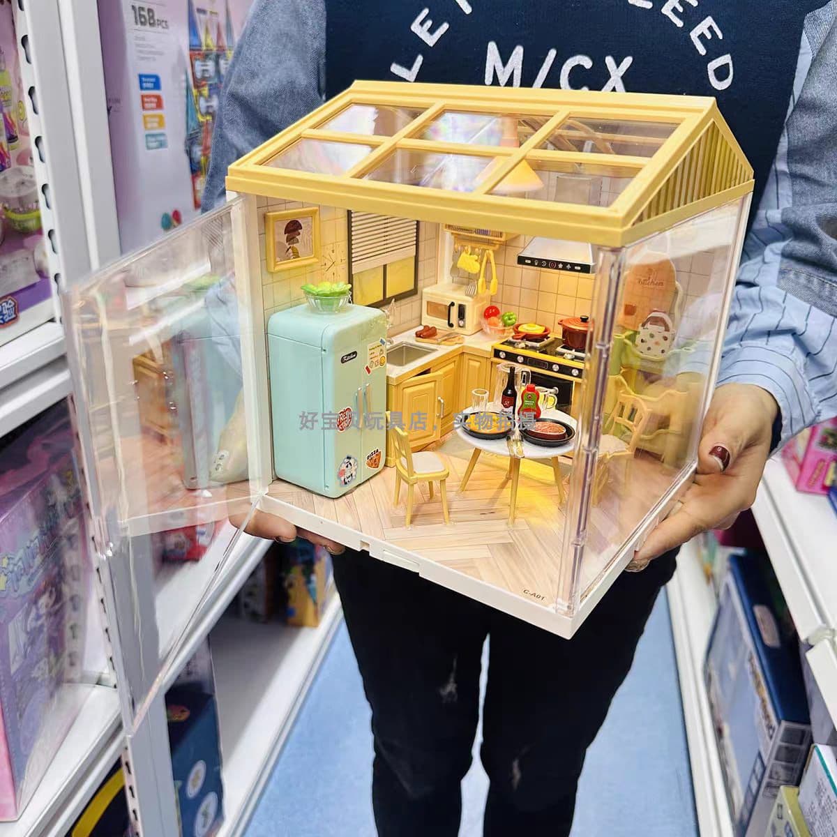 DIY Miniature Kitchen Dollhouse Kit - Small Town Scene | Build & Decorate Mini World with Furniture | Craft Toy for Kids & Hobbyists — view 4
