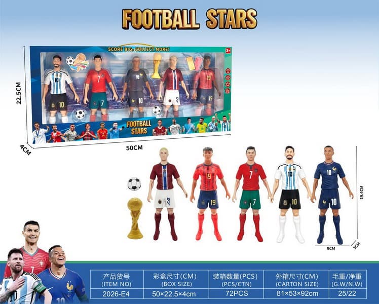 Ronaldo and Messi 5-in-1 Football Star Action Figures Set for Kids | Collectible Footballer Figures with Trophy & Ball | Ages 3+ — view 2