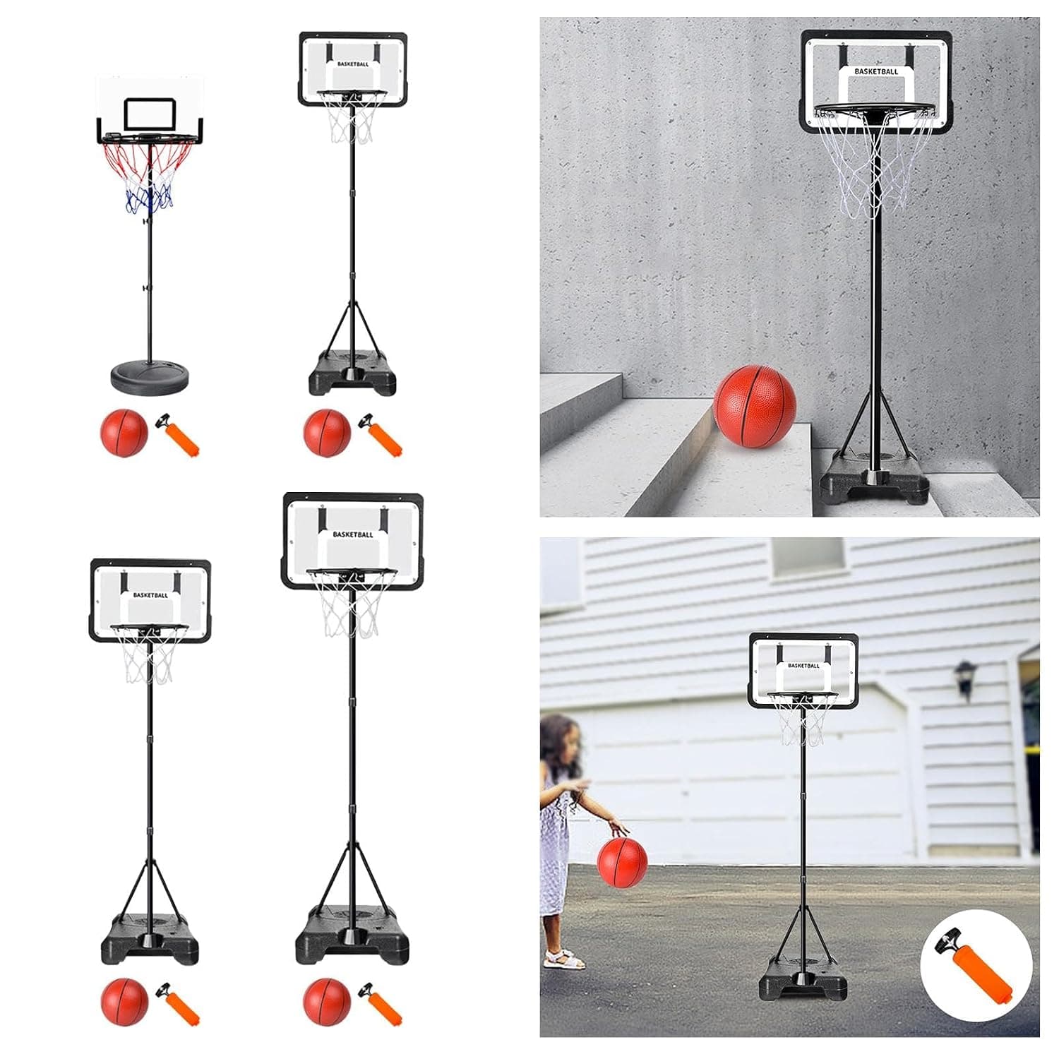 Adjustable Height Basketball Hoop Stand for Kids | Light-Up Transparent Backboard | 170cm — view 3