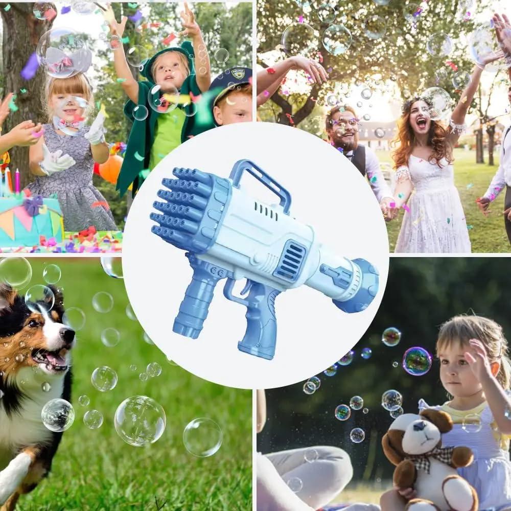 32 Holes Bubble Maker Gatling Bubble Gun Machine Toy for Kids with Bubble Solution Indoor and Outdoor Toddlers Bubble Launcher Machine for Girls and Boys - Multicolor (Color As Per Stock)