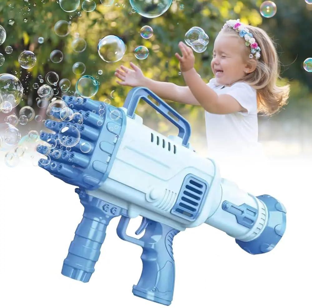 32 Holes Bubble Maker Gatling Bubble Gun Machine Toy for Kids with Bubble Solution Indoor and Outdoor Toddlers Bubble Launcher Machine for Girls and Boys - Multicolor (Color As Per Stock)