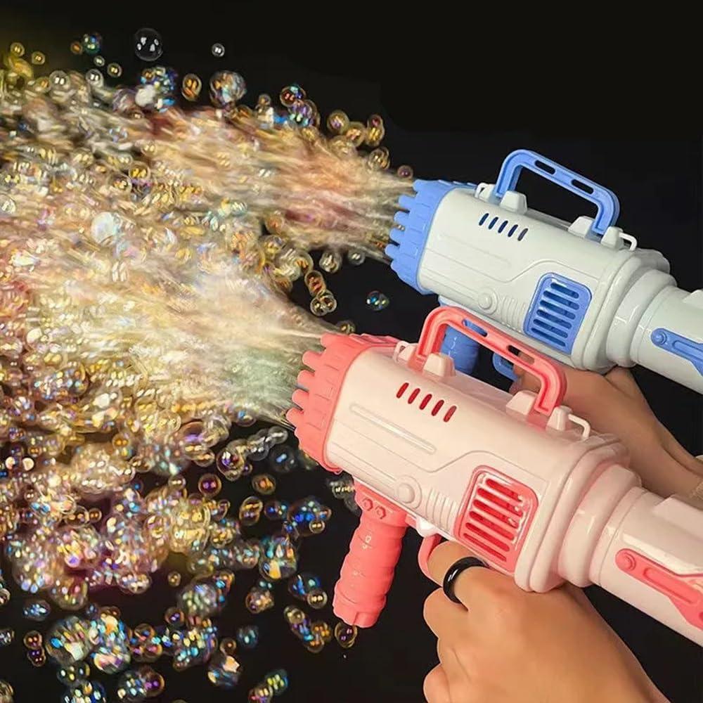 32 Holes Bubble Maker Gatling Bubble Gun Machine Toy for Kids with Bubble Solution Indoor and Outdoor Toddlers Bubble Launcher Machine for Girls and Boys - Multicolor (Color As Per Stock)