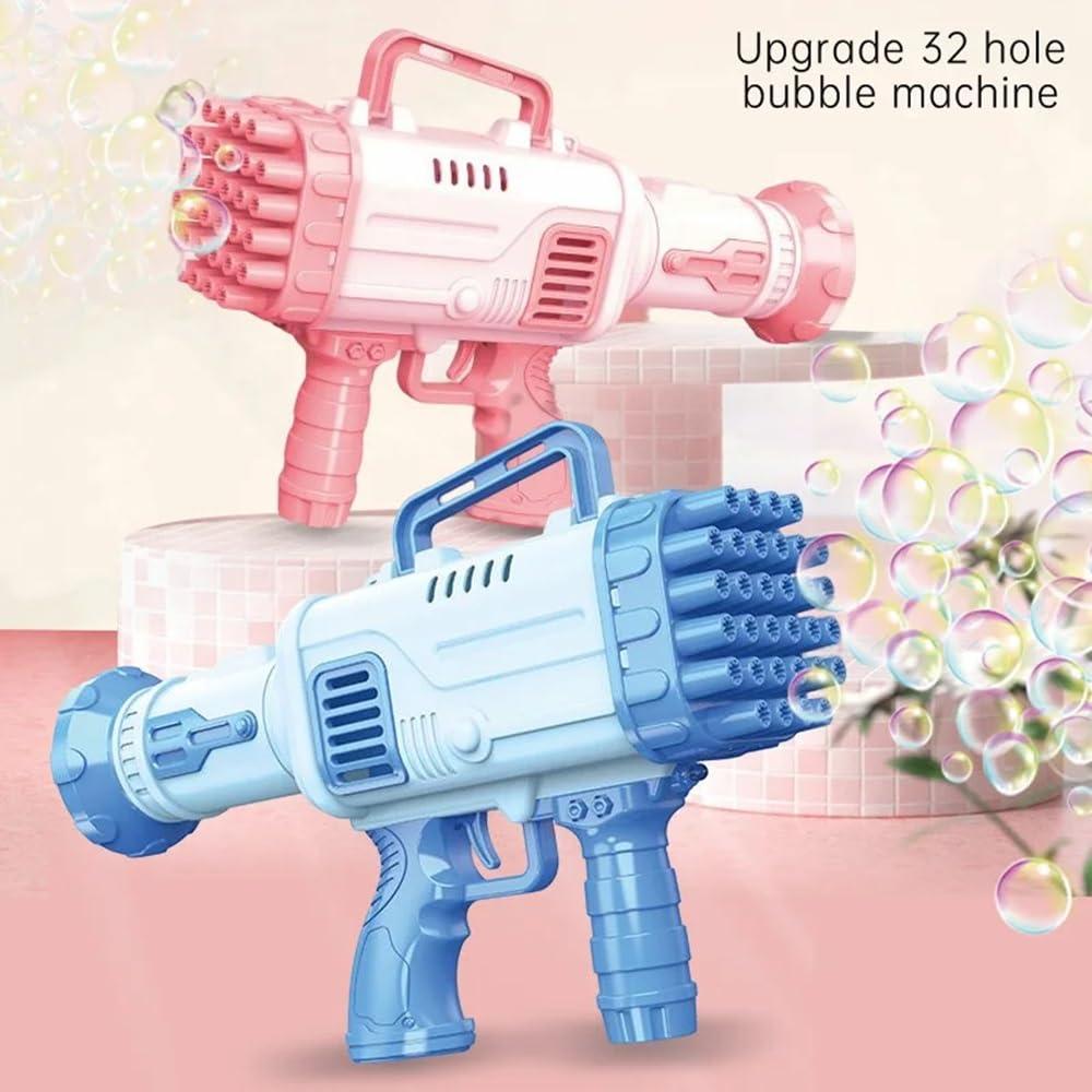 32 Holes Bubble Maker Gatling Bubble Gun Machine Toy for Kids with Bubble Solution Indoor and Outdoor Toddlers Bubble Launcher Machine for Girls and Boys - Multicolor (Color As Per Stock)