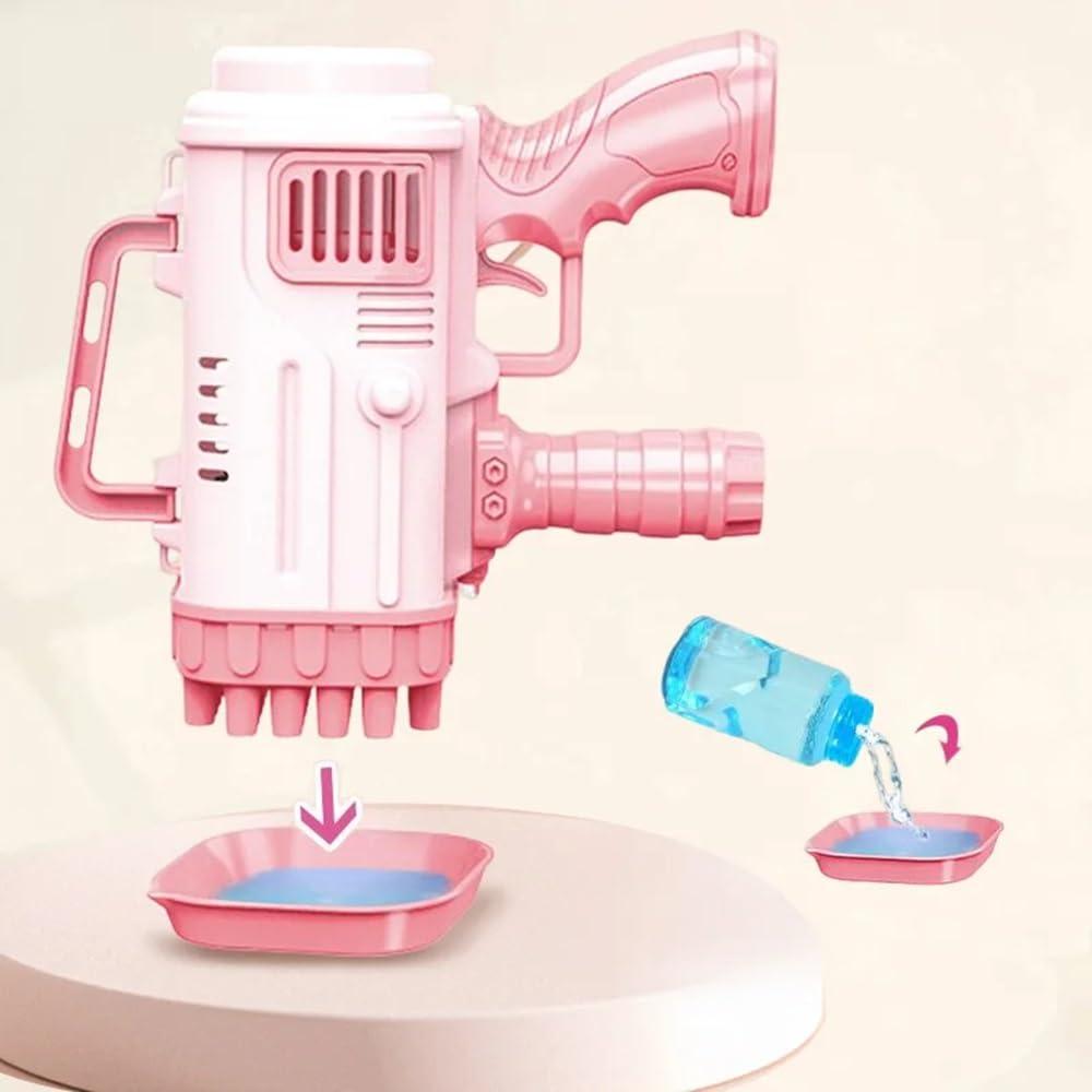32 Holes Bubble Maker Gatling Bubble Gun Machine Toy for Kids with Bubble Solution Indoor and Outdoor Toddlers Bubble Launcher Machine for Girls and Boys - Multicolor (Color As Per Stock)