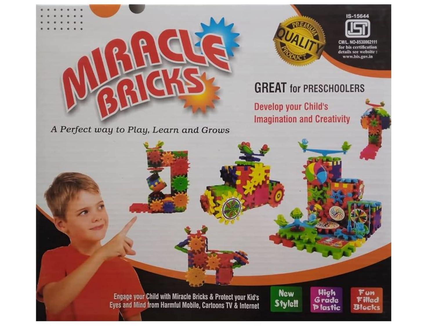 Braintastic 101 Pcs Miracle Bricks Motorized Spinning Gear Building Block Toy Sets Interlocking Learning&Educational Game for Kids (Miracle Bricks 101),Multicolor