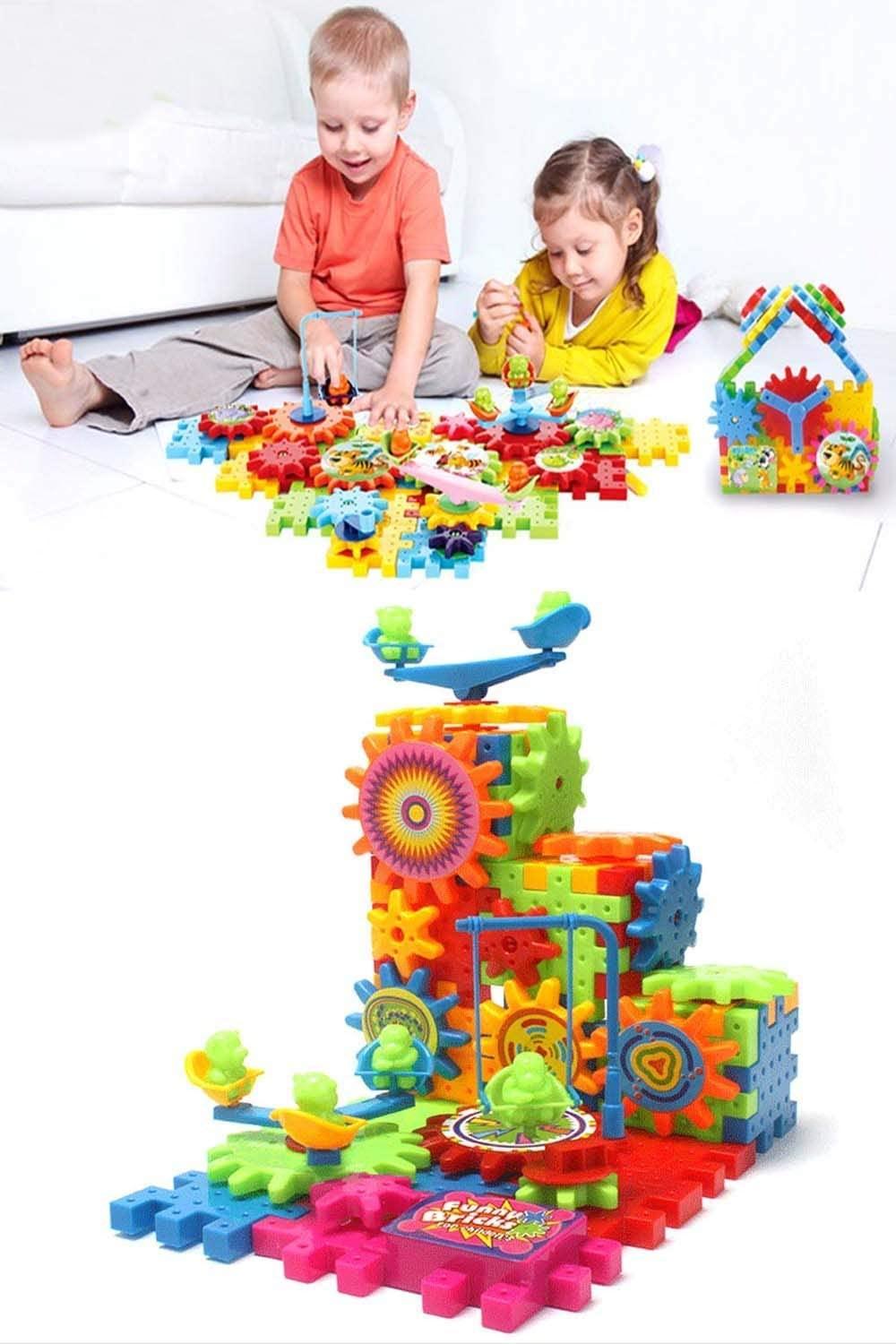 Braintastic 101 Pcs Miracle Bricks Motorized Spinning Gear Building Block Toy Sets Interlocking Learning&Educational Game for Kids (Miracle Bricks 101),Multicolor