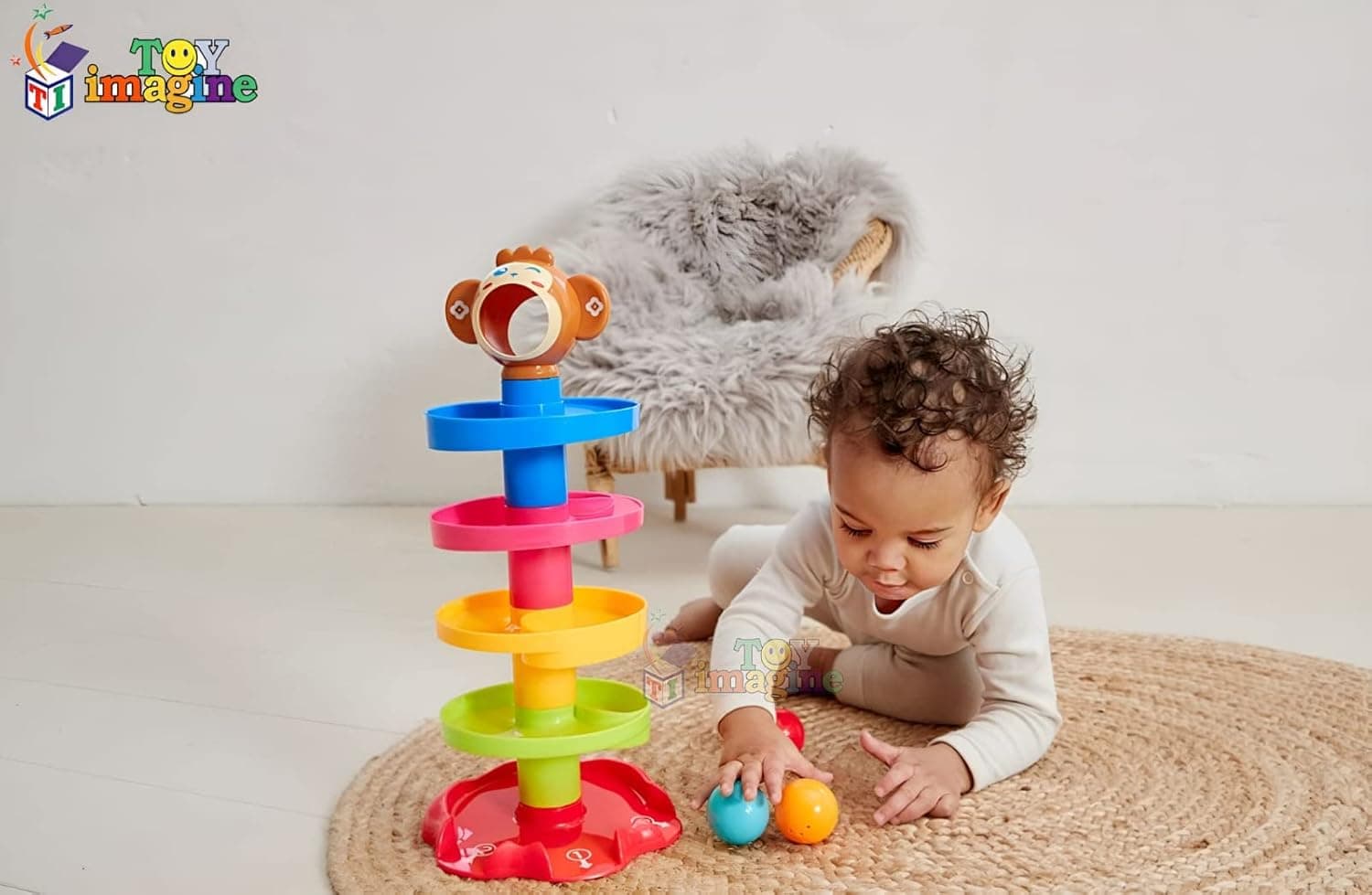 Toy Imagine Ramp Roll, Ball Drop and Roll Swirling Tower for Toddler|3 Puzzle Rattle Balls Non Toxic Material| StackToy for Kids Ages 3+: Interactive Fun Excitement (Roll Ball for Kids) — view 5