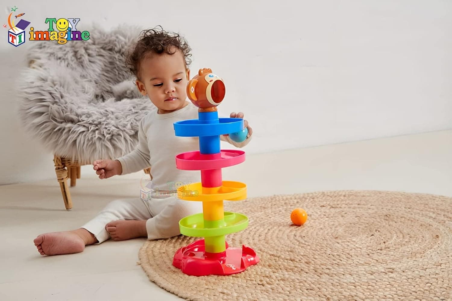 Toy Imagine Ramp Roll, Ball Drop and Roll Swirling Tower for Toddler|3 Puzzle Rattle Balls Non Toxic Material| StackToy for Kids Ages 3+: Interactive Fun Excitement (Roll Ball for Kids) — view 6