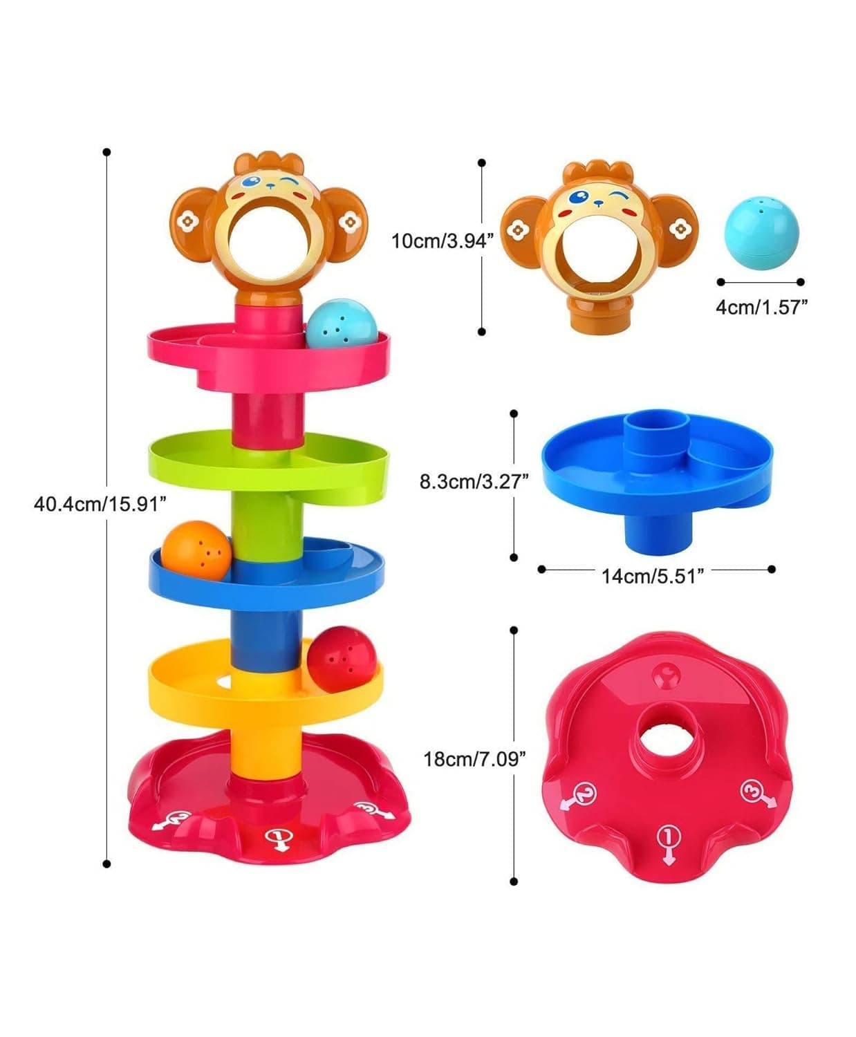 Toy Imagine Ramp Roll, Ball Drop and Roll Swirling Tower for Toddler|3 Puzzle Rattle Balls Non Toxic Material| StackToy for Kids Ages 3+: Interactive Fun Excitement (Roll Ball for Kids) — view 8