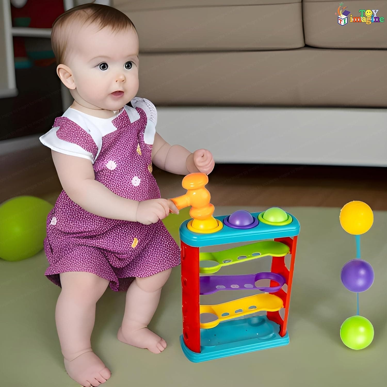 Toy Imagine Ramp Roll, Ball Drop and Roll Swirling Tower for Toddler|3 Puzzle Rattle Balls Non Toxic Material| StackToy for Kids Ages 3+: Interactive Fun Excitement (Roll Ball for Kids) — view 17