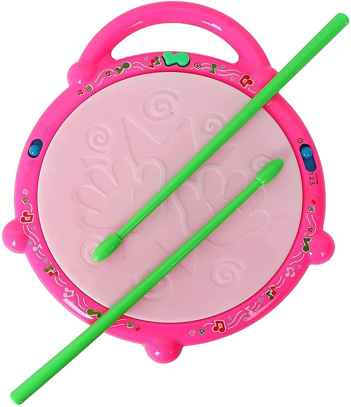 Battery Operated 3D Flash Drum Toy with Flash Light & Music Effects | Dynamic Musial Instrument Toy with 2 Mallets for Toddlers | Blue Color, Power Source: 3xAA Battery (Not Included) — view 4