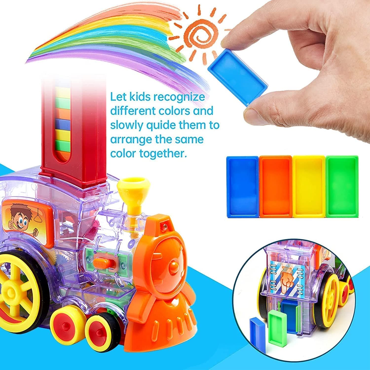Megashine Automated Domino Train Block Set | BPA-Free Plastic | Sound Effects | Easy Assembly | Fun Indoor Activity for Kids — view 2