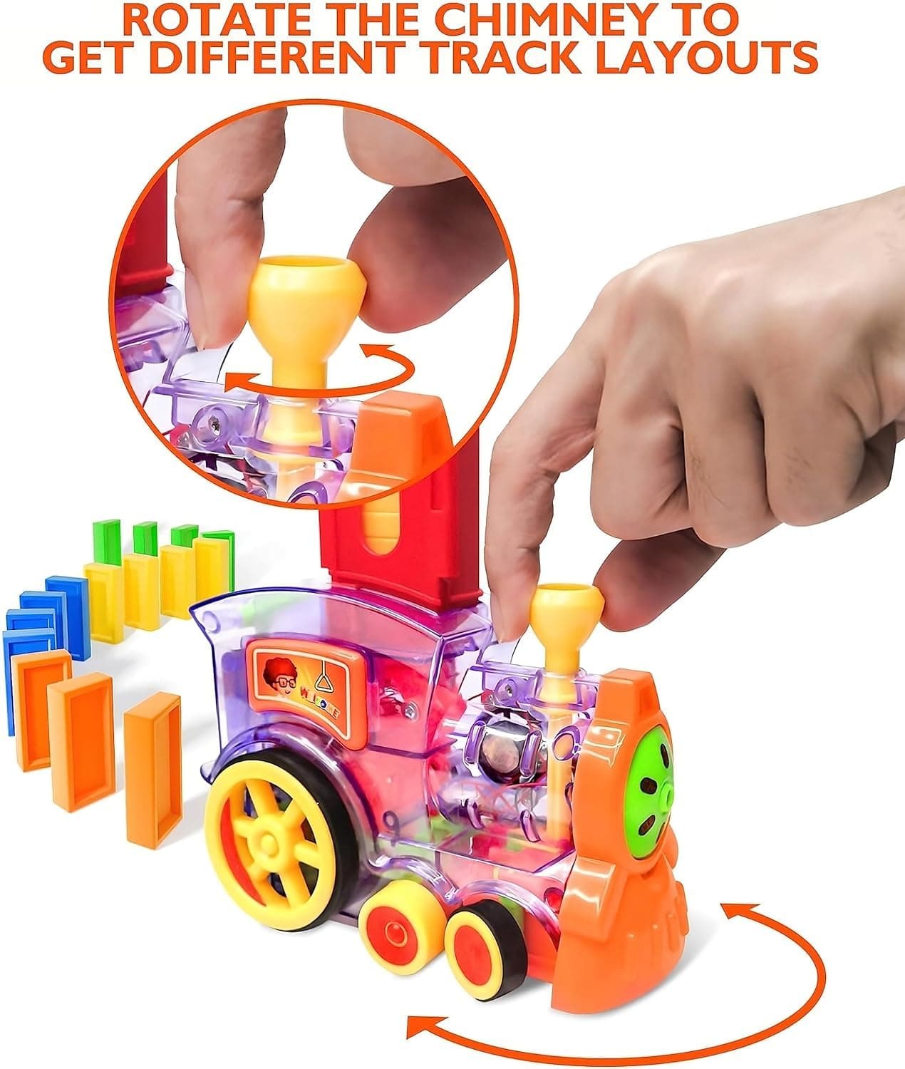 Megashine Automated Domino Train Block Set | BPA-Free Plastic | Sound Effects | Easy Assembly | Fun Indoor Activity for Kids — view 3