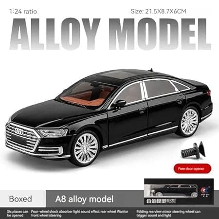 AUDI A8 1:24 Scale Exclusive Alloy Metal Pull Back Die-cast Car Model with Sound Light — view 2