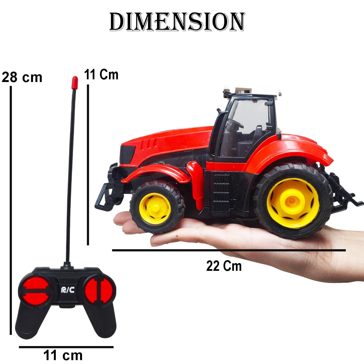 Rechargeable 4 Function Remote Control Farmer Tractor with 1 Remote and 1 Charging Cable - Red — view 2