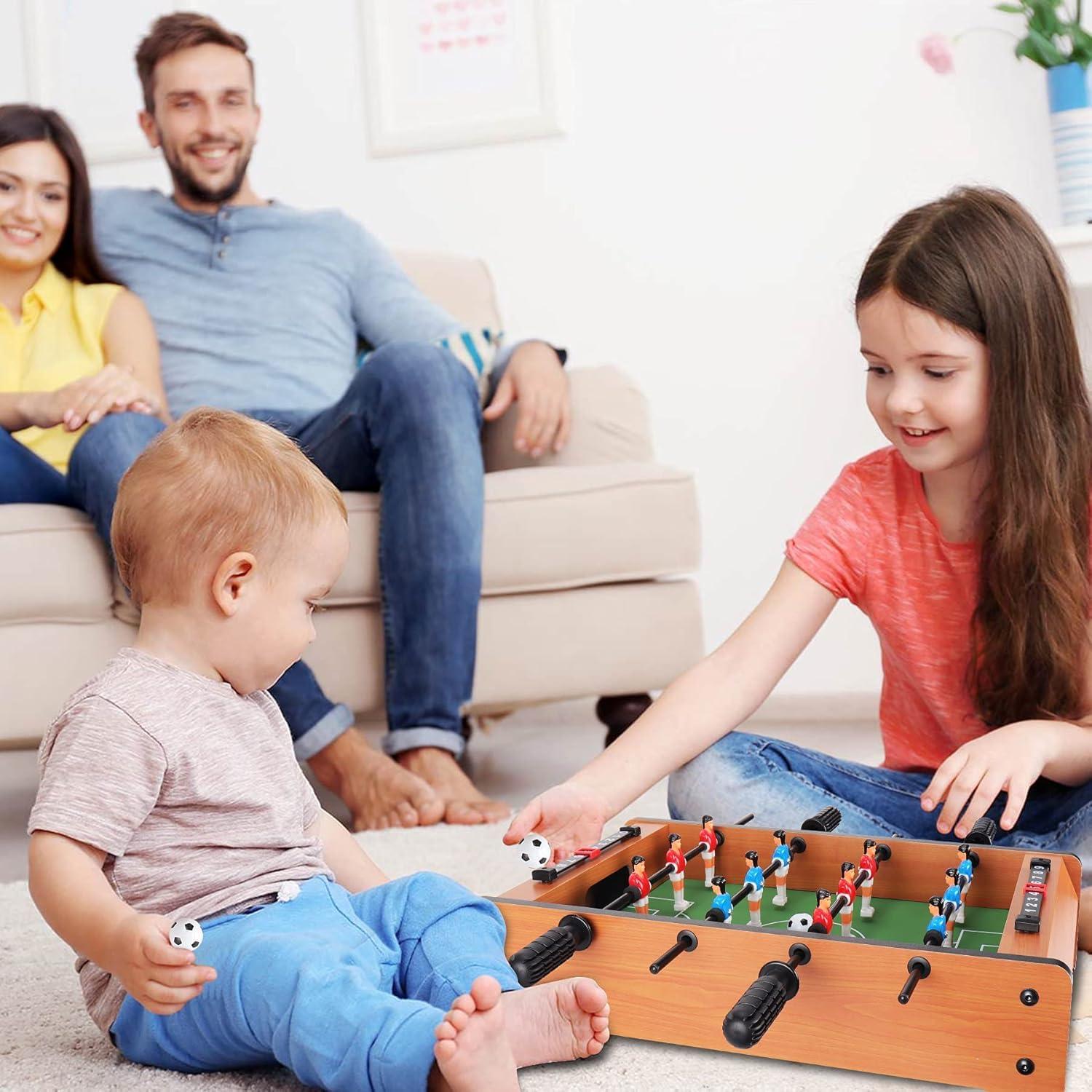 Portable Table Football Game - Foosball (Small) | Table Soccer Game Board | Indoor Sport Games for Boys Girls Adults and Family Mini Football Table for Kids