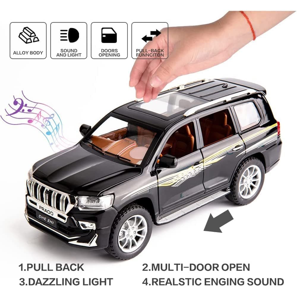 Diecast Metal Car 1:24 Toy Cars for Kids Zinc Alloy Pull Back Metal Cars with 4 Openable Doors Light and Musical Sound — view 3