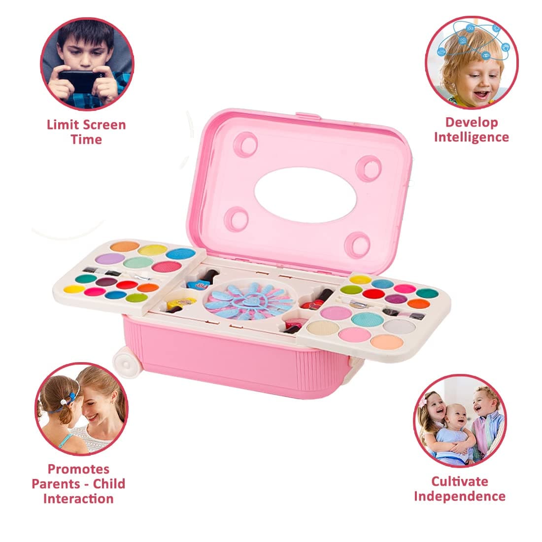 Makeup Kit for Girls Toy Set Pretend Play Beauty Baby Doll Make Up Set with Mirror & Hair Styling Cosmetics Accessories for Girls - BIS Certified ISI Mark (Makeup Palette) — view 3