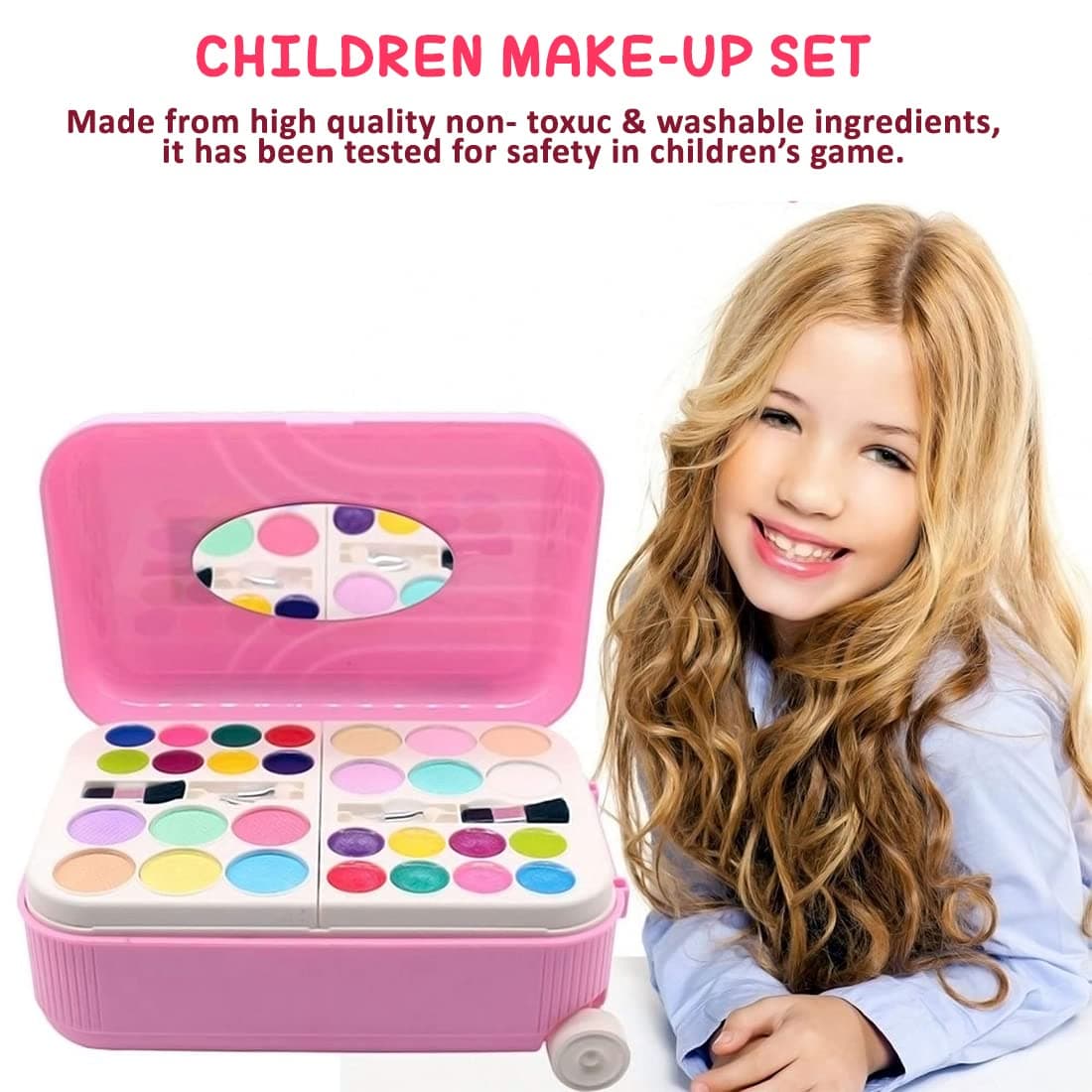 Makeup Kit for Girls Toy Set Pretend Play Beauty Baby Doll Make Up Set with Mirror & Hair Styling Cosmetics Accessories for Girls - BIS Certified ISI Mark (Makeup Palette) — view 4