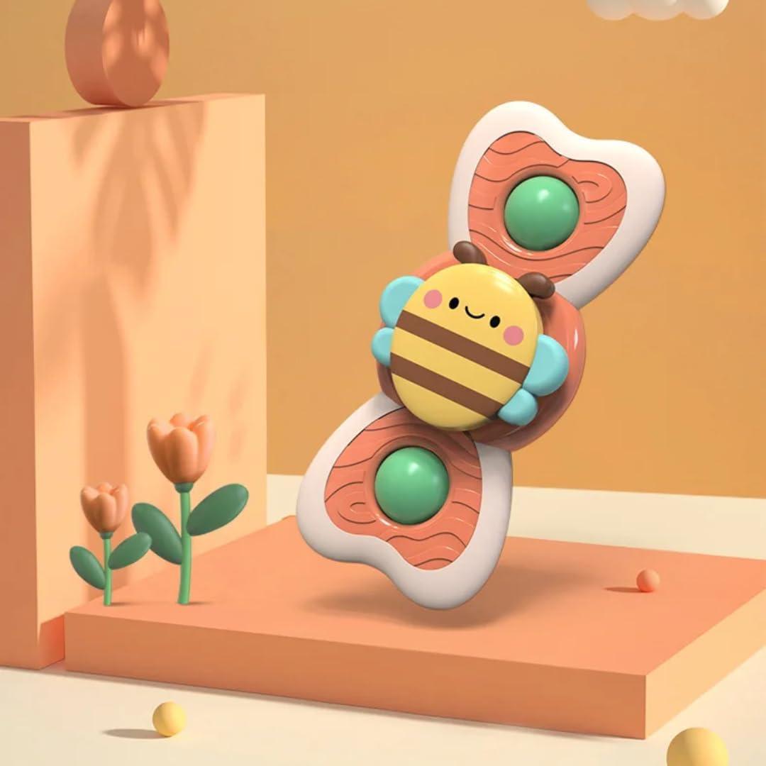 Spinner Toy Set for Baby Bath Fidget Spinning Sensory Toys for Toddlers Adorable Cartoon Snail, Butterfly & Bee Safe, Non-Toxic Bath Toys for Kids (3 Pcs Set, Multicolor)