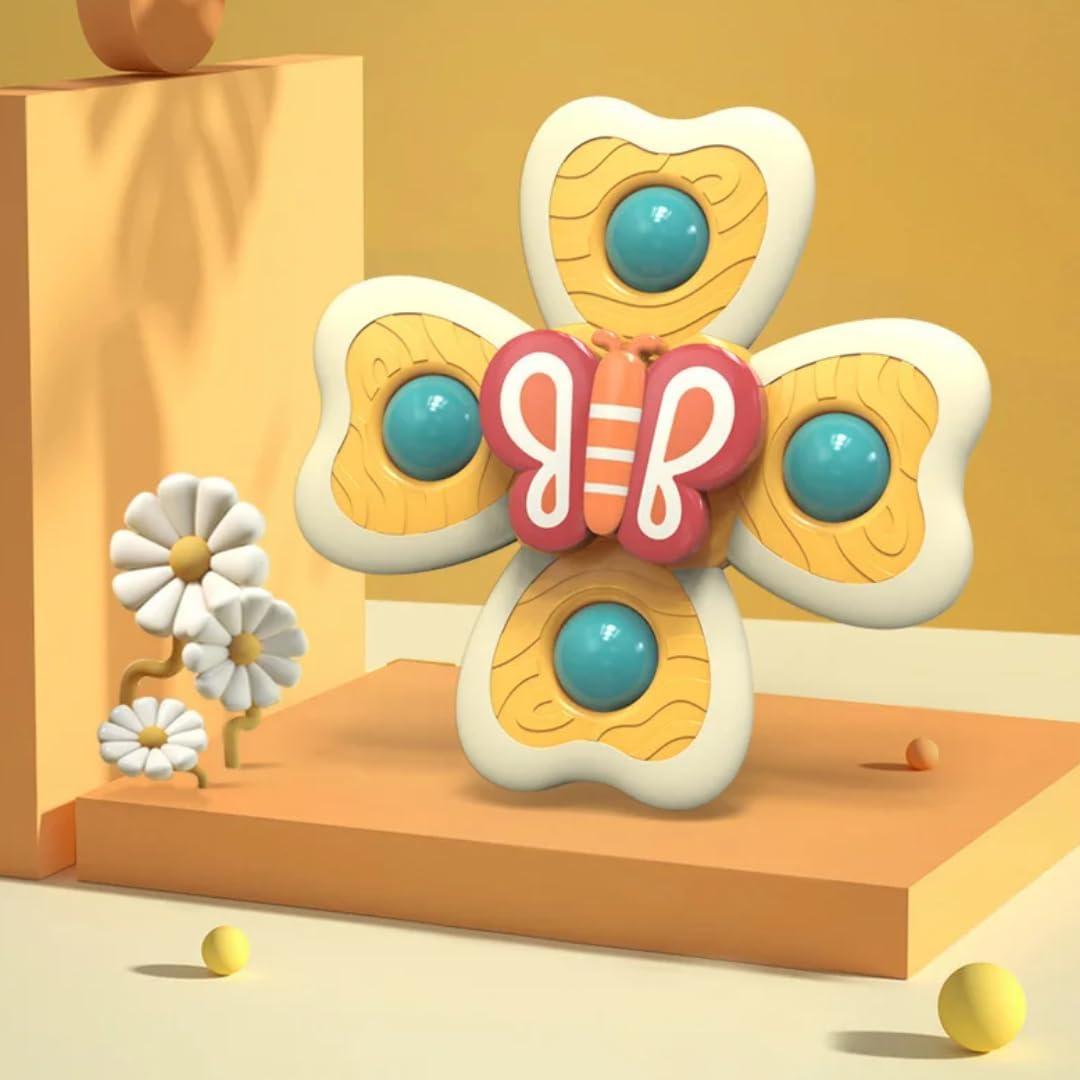 Spinner Toy Set for Baby Bath Fidget Spinning Sensory Toys for Toddlers Adorable Cartoon Snail, Butterfly & Bee Safe, Non-Toxic Bath Toys for Kids (3 Pcs Set, Multicolor)