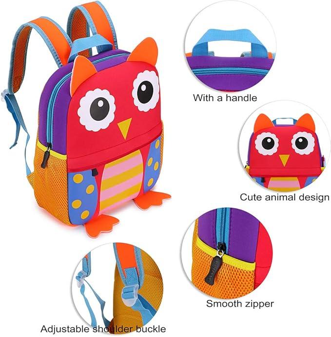 Owl Toddler Backpack Baby Boys Girls Kindergarten Pre School Bags Cute Neoprene Cartoon Backpacks for Kids
