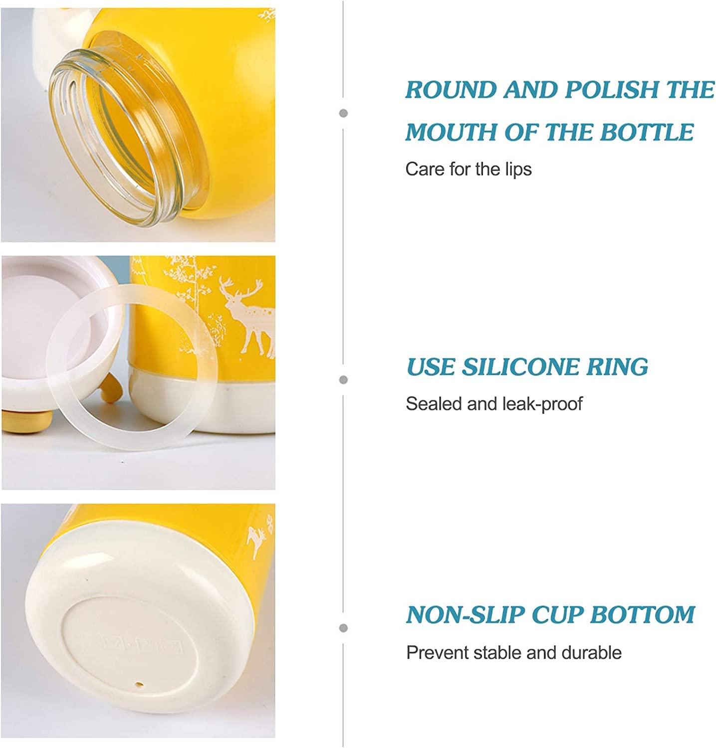 Double Wall Reusable Leak Proof Water Bottle With LID, Insulated Glass Water Bottle for Kids -Multicolor (Pack of 1)