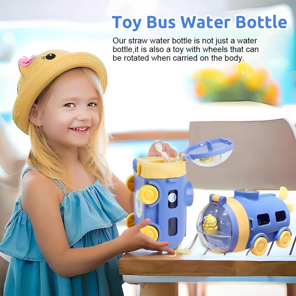 550ml Water Bottle for Kids School Cartoon BPA-free Water Bottle Todder Water Bottle with Silicone Straw Leakproof