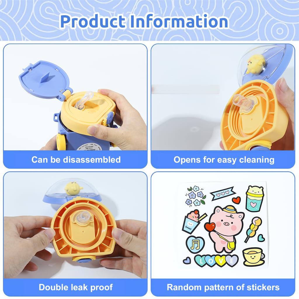 550ml Water Bottle for Kids School Cartoon BPA-free Water Bottle Todder Water Bottle with Silicone Straw Leakproof