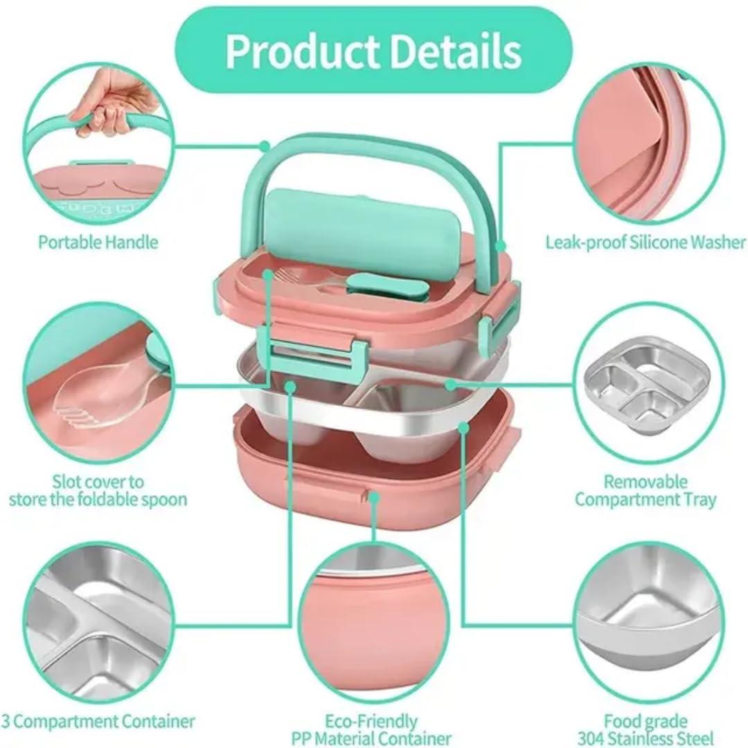 500ml Stainless Steel Lunchbox Compact Leakproof Food Container with Silicone-Sealed Lid for Meal Prep