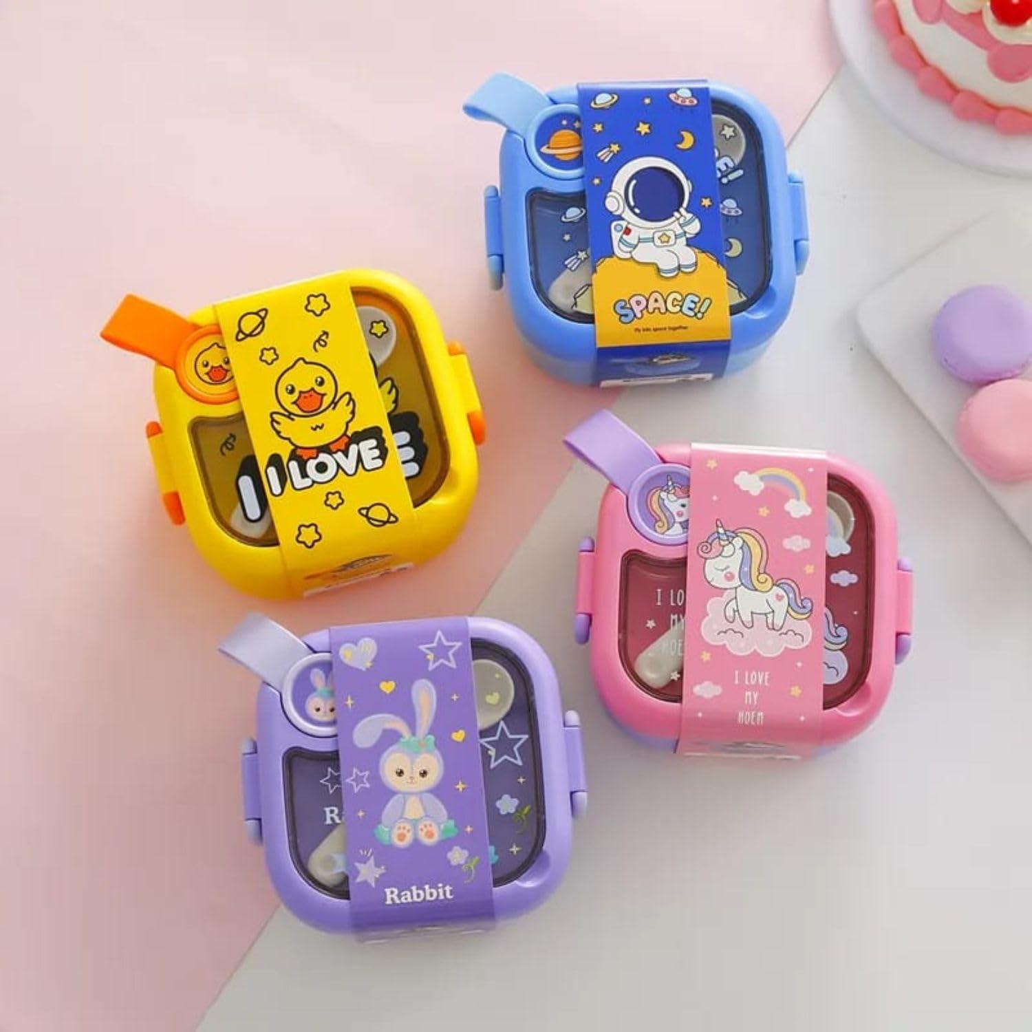 Stainless Steel Bento Lunch Box with Spoon, Microwave Safe Leakproof Snack Tiffin Box for School Kids