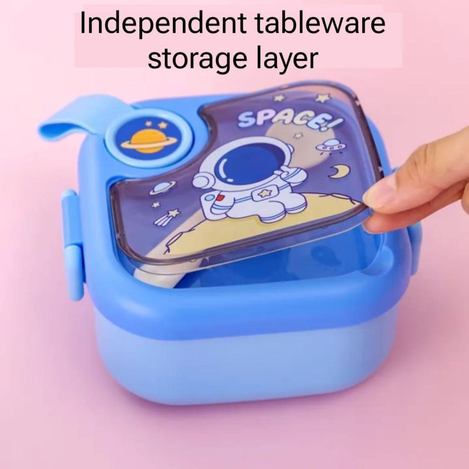 Stainless Steel Bento Lunch Box with Spoon, Microwave Safe Leakproof Snack Tiffin Box for School Kids