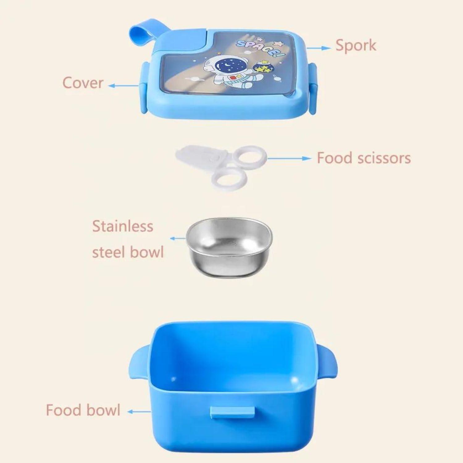 Stainless Steel Bento Lunch Box with Spoon, Microwave Safe Leakproof Snack Tiffin Box for School Kids
