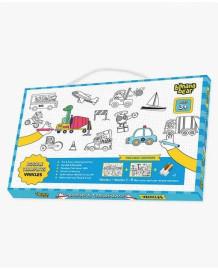 Reusable Coloring Placemats Sheet with 8 Erasable Marker Pens, Non Toxic,Creative Doodle Art Kit for Kids - VEHICLE