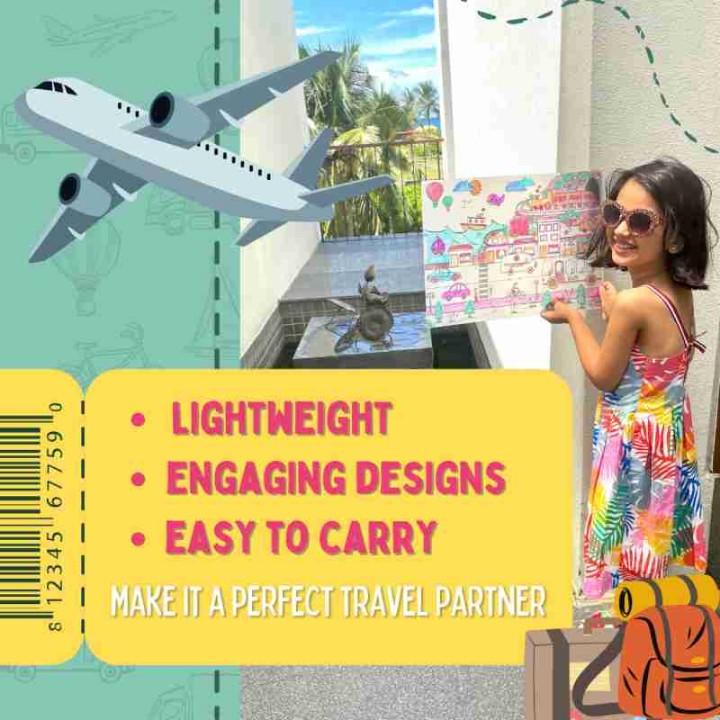 Reusable Coloring Placemats Sheet with 8 Erasable Marker Pens, Non Toxic,Creative Doodle Art Kit for Kids - VEHICLE