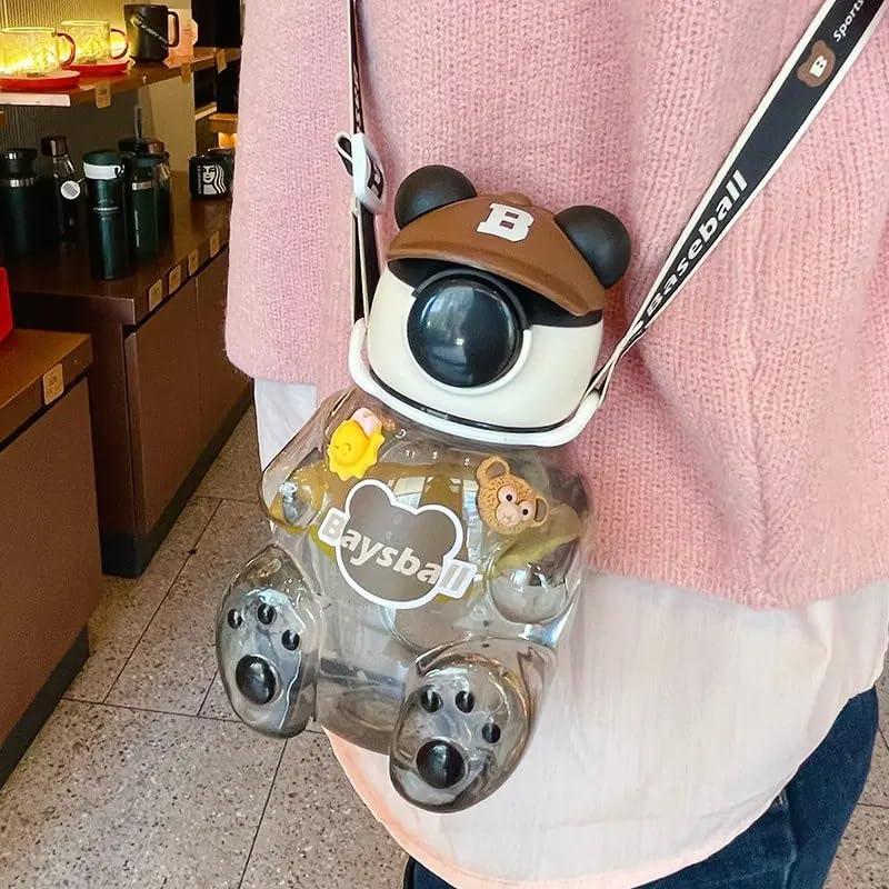 Bear Hat Water Bottle,Kid-Friendly Design Water Bottle 750 ml Water Bottle - [Random Color]