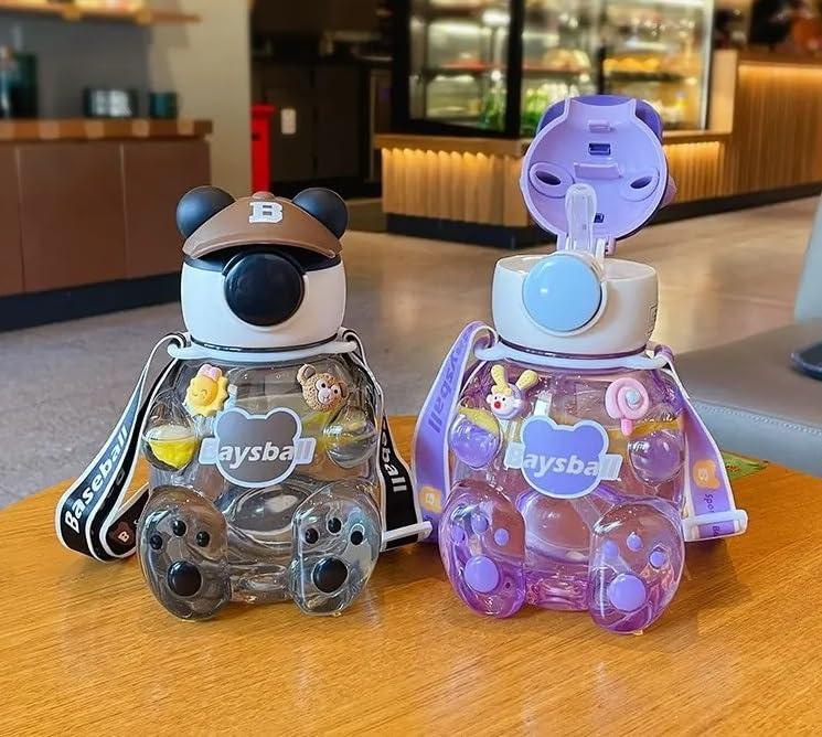 Bear Hat Water Bottle,Kid-Friendly Design Water Bottle 750 ml Water Bottle - [Random Color]