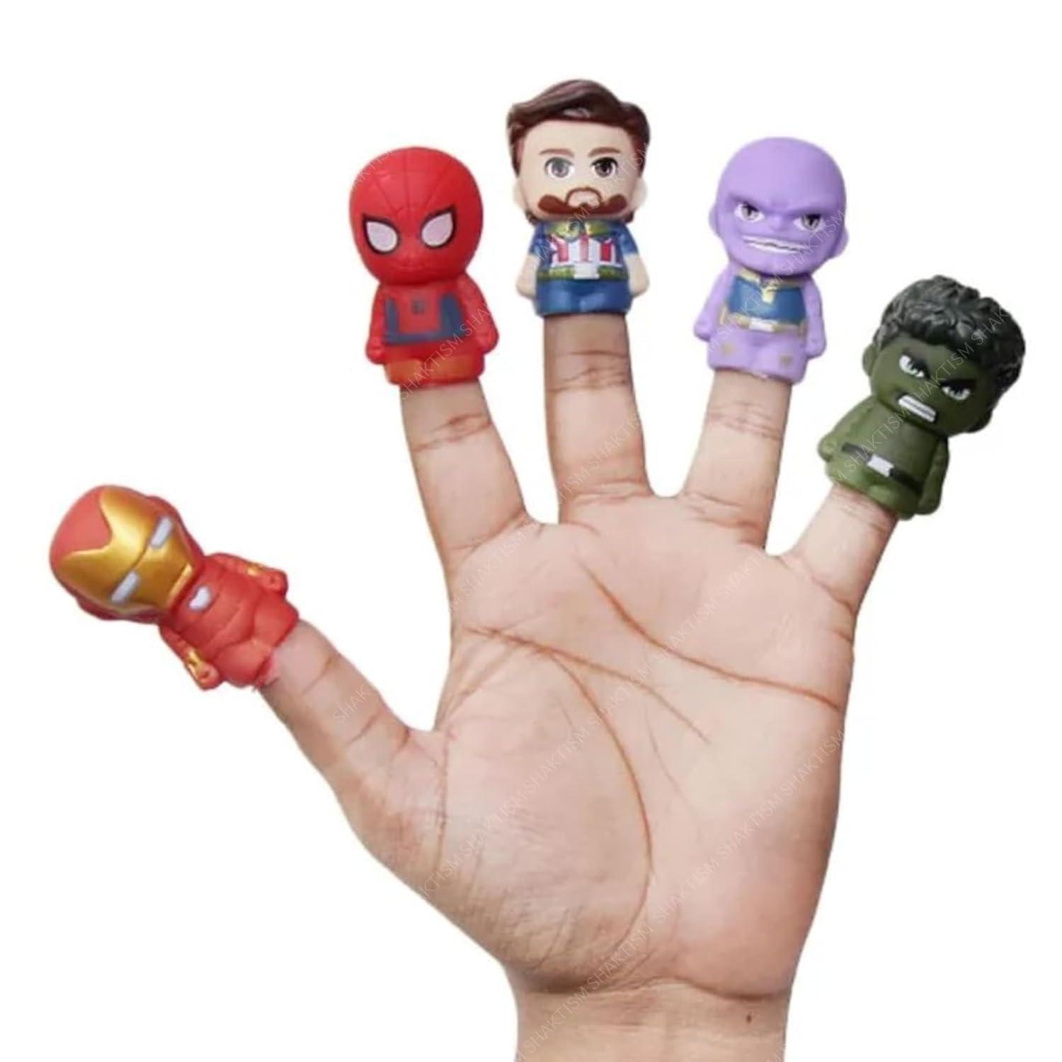 Avengers Super-Hero Finger Puppets, Set of 5 PVC Characters, Bath Time and Party Favour Toys
