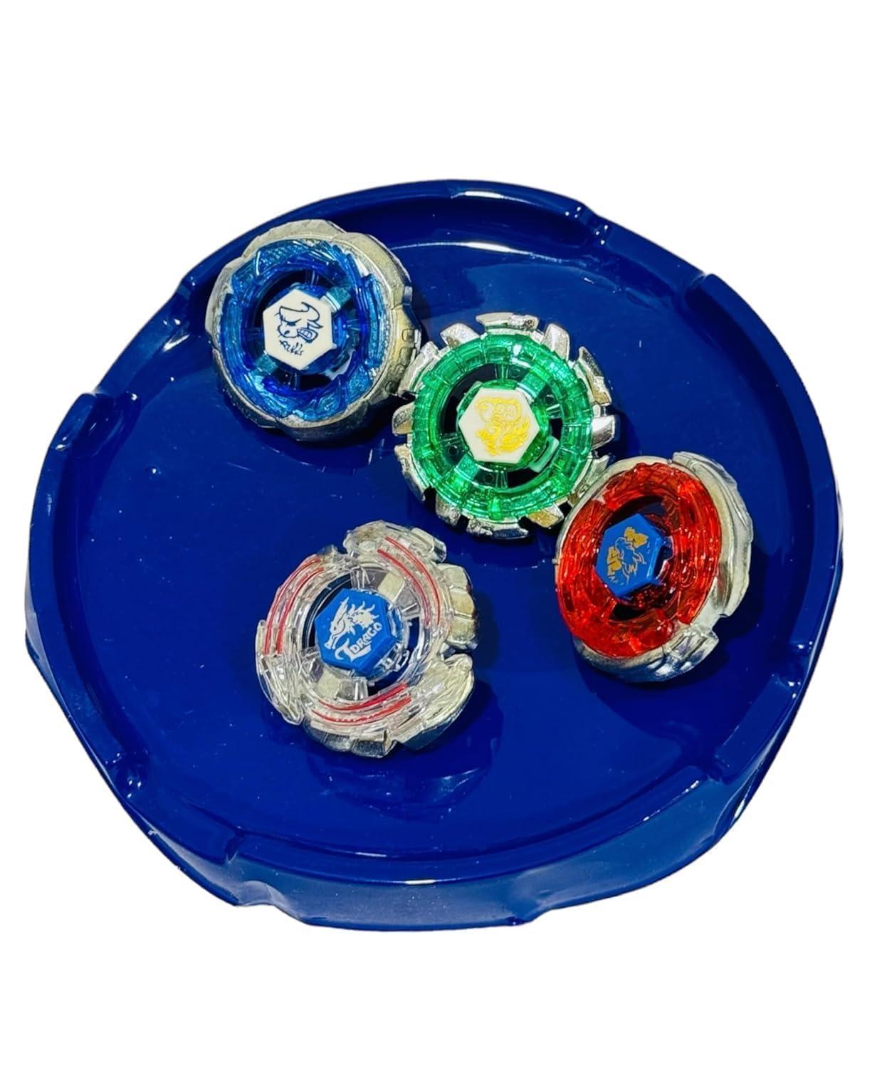 8 in 2 Metal Spinning Tops Combo with Stadium Set and 3 Launchers (8 Tops, 3 launchers, 1 Stadium) (MultiColor) Toy