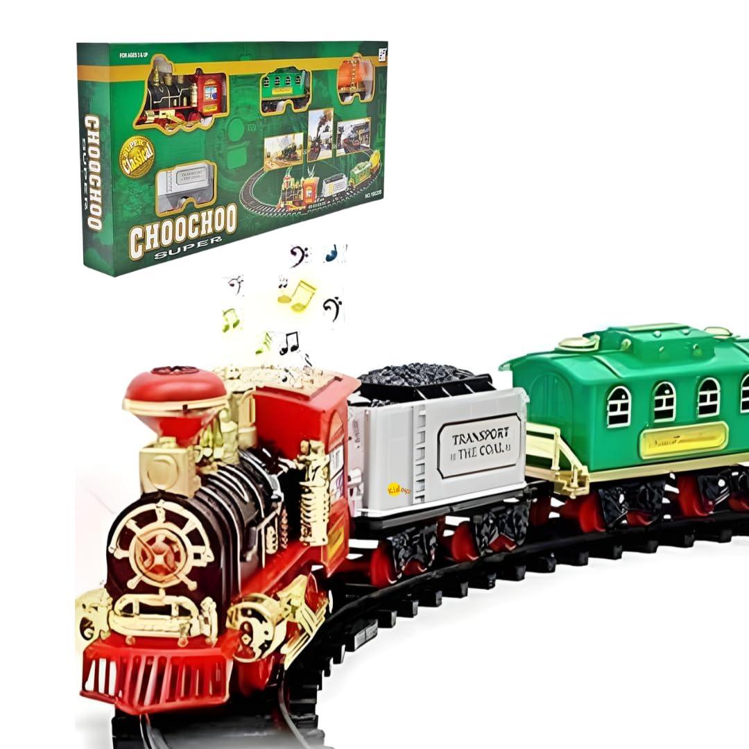 Choo Choo Classic Train Set Toy | Battery-Operated Steam Train with Real Smoke, Light & Sound | Easy Track Assembly | Educational Toy for Kids, Boys & Girls