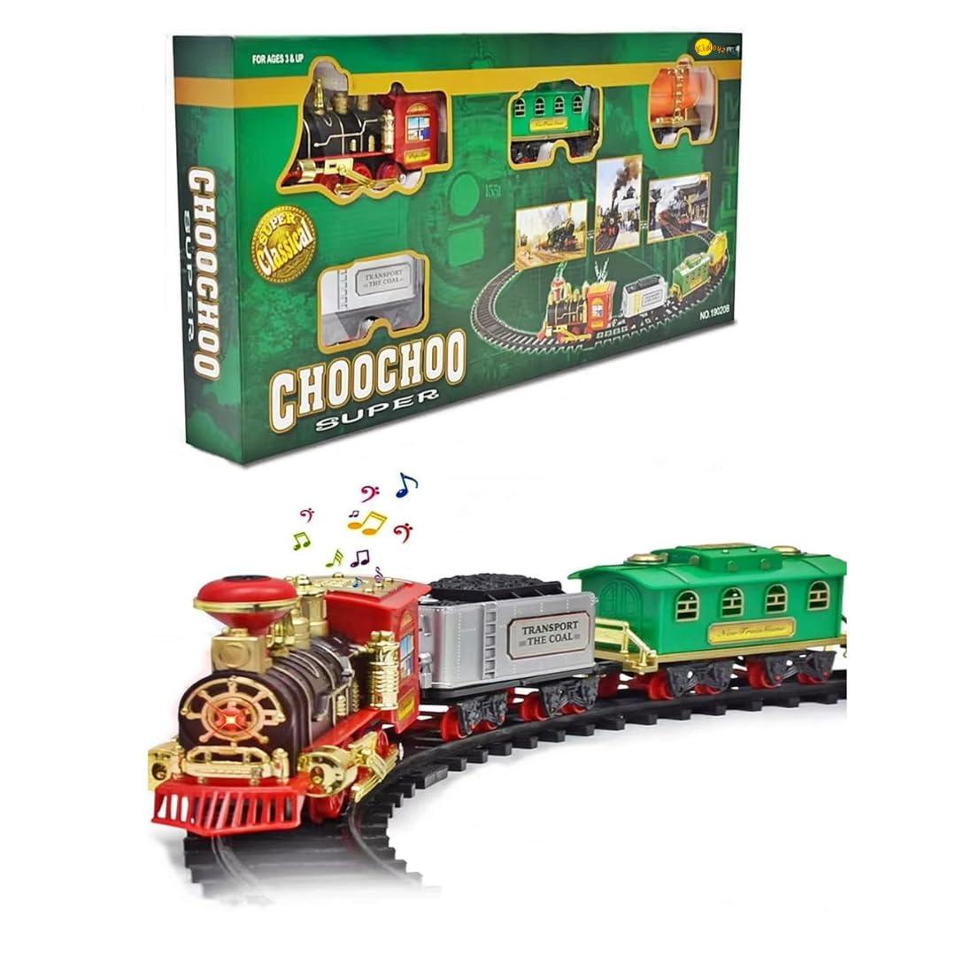 Choo Choo Classic Train Set Toy | Battery-Operated Steam Train with Real Smoke, Light & Sound | Easy Track Assembly | Educational Toy for Kids, Boys & Girls