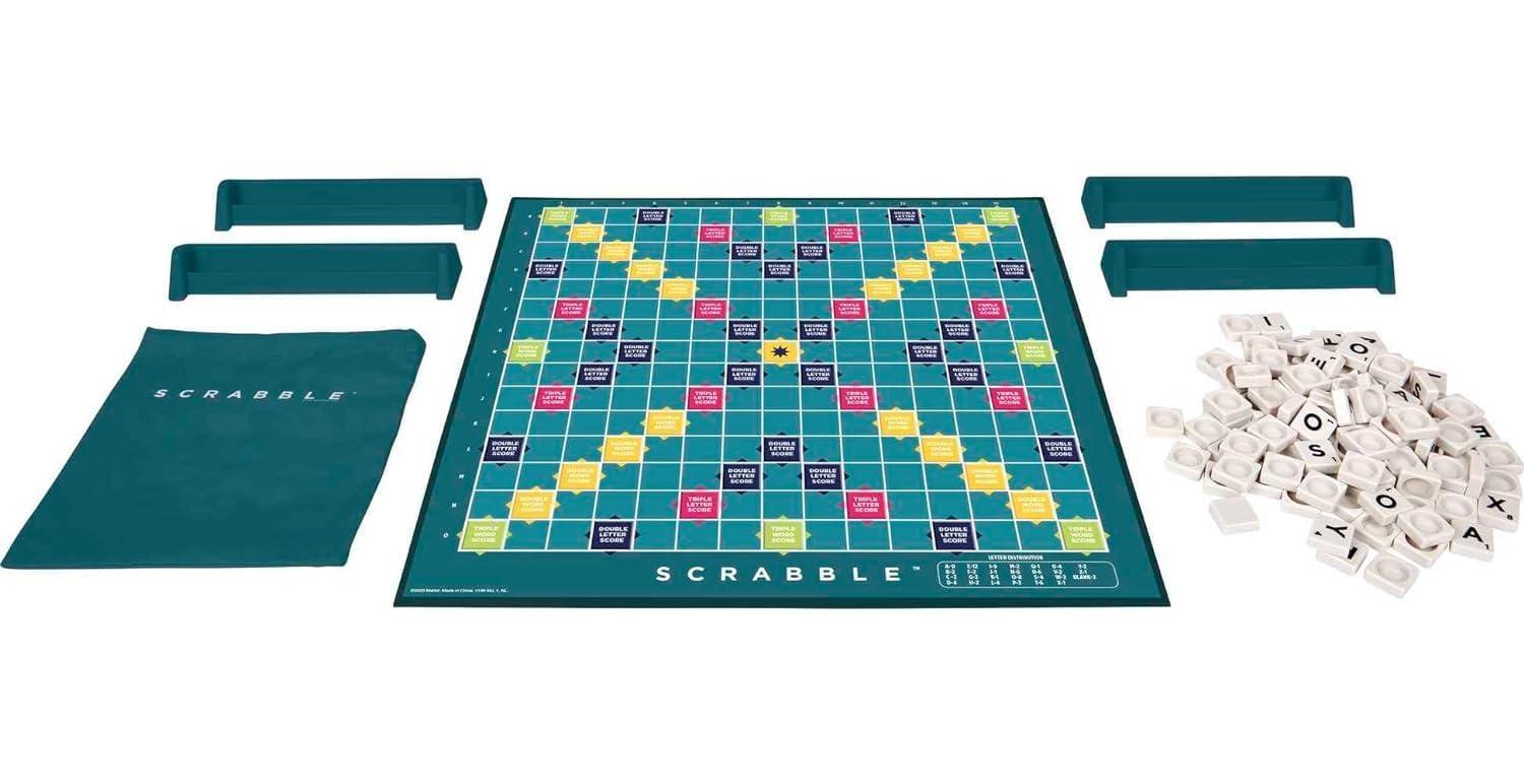 Scrabble Board Game | Classic Word & Letter Game for Kids & Adults | Educational Family Game for 2-4 Players (Multicolour, Pack of 1)
