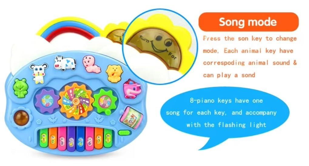 Rainbow Music Piano with Striking Colours and Fun(Animal) Sounds for Kids, Flashing Lights & Wonderful Animal Sound Music