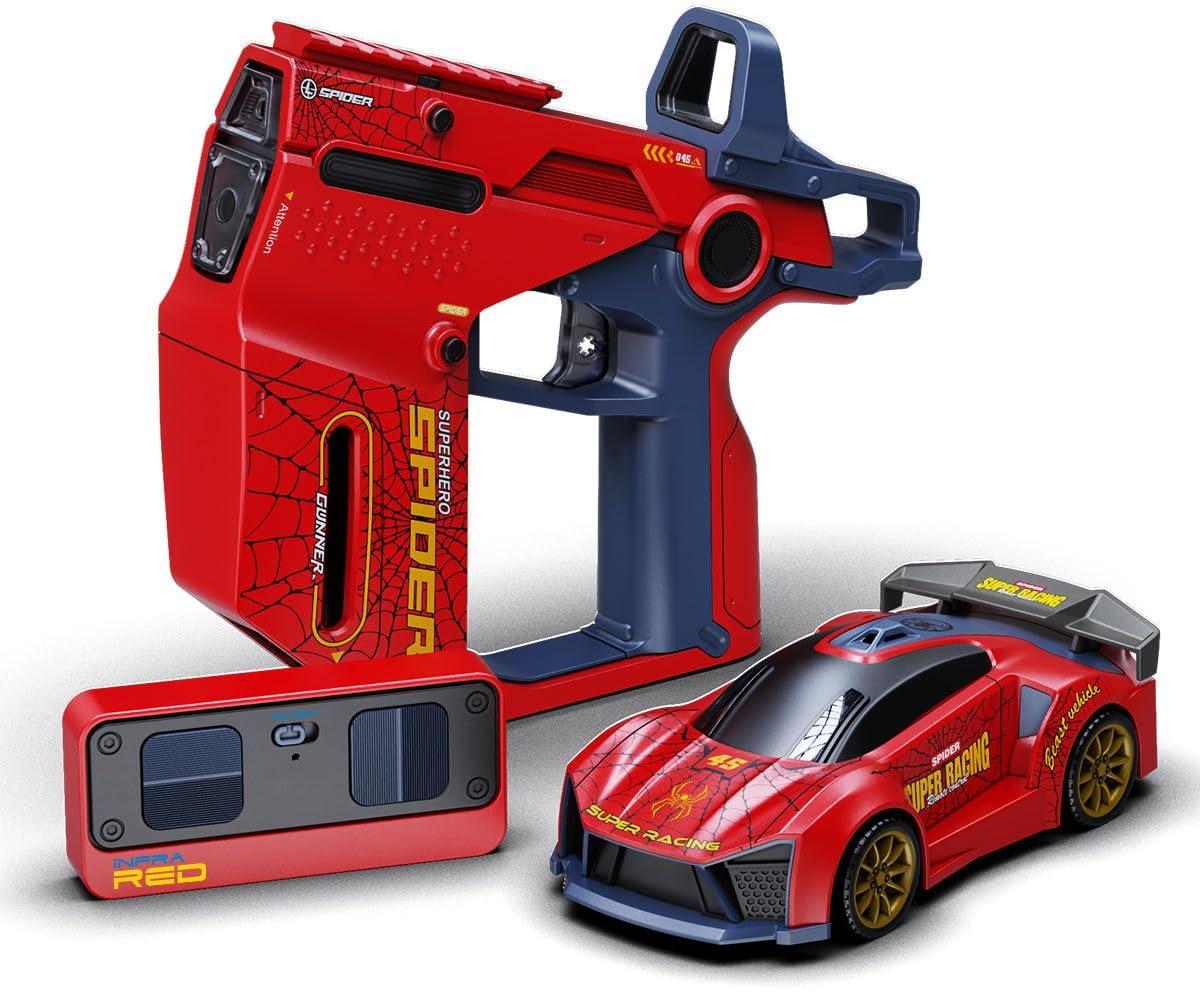 2.4G RC Sports Car with Infrared Battle Gun, 3-in-1 Detachable Remote Control Racing Car, Shooting & Rollover Action Toy Car for Kids Boys Girls