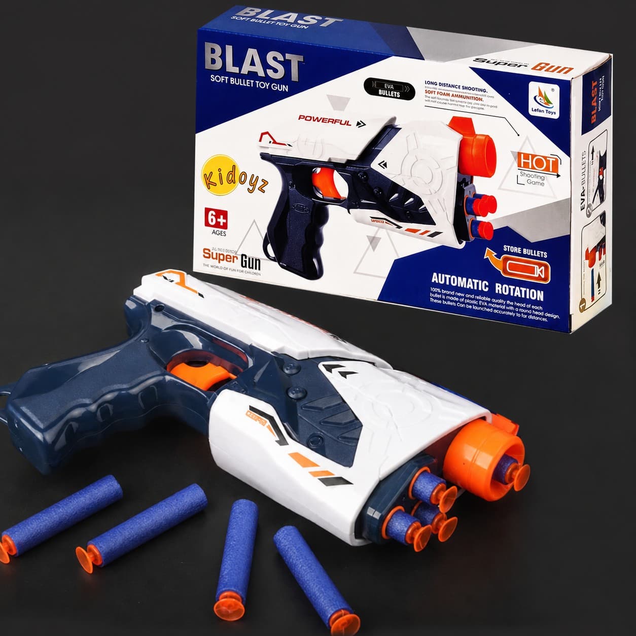 Kidoyz Blaze Storm Super Gun Soft Bullet Gun Toy with 10 Foam Bullets – Safe Shooting Blaster for Kids Boys | Indoor & Outdoor Target Practice Game — view 5