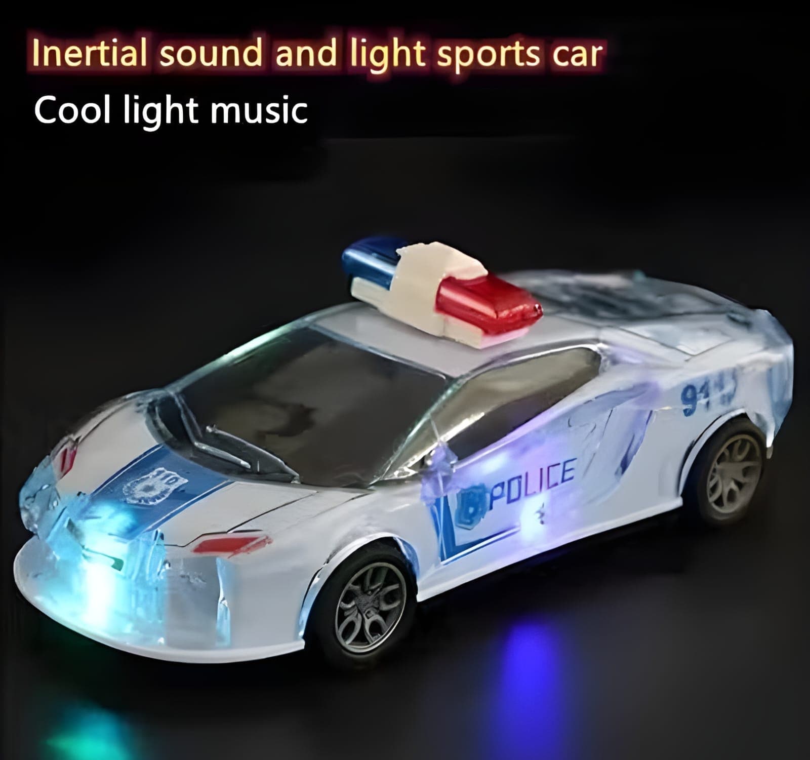 Kidoyz Battery-Operated Police Car | Friction Powered Push & Go | Dynamic Lights & Sounds | Safe Plastic Vehicle for Kids 3+ Years — view 4